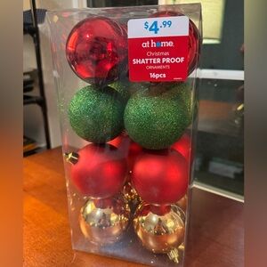 3/for $15 🍒 AT HOME Festive Holiday Ornaments Set (16 balls) - NEW w TAGS 🏷️